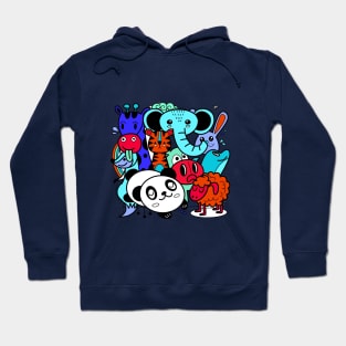 cute cartoon sketch animals Hoodie